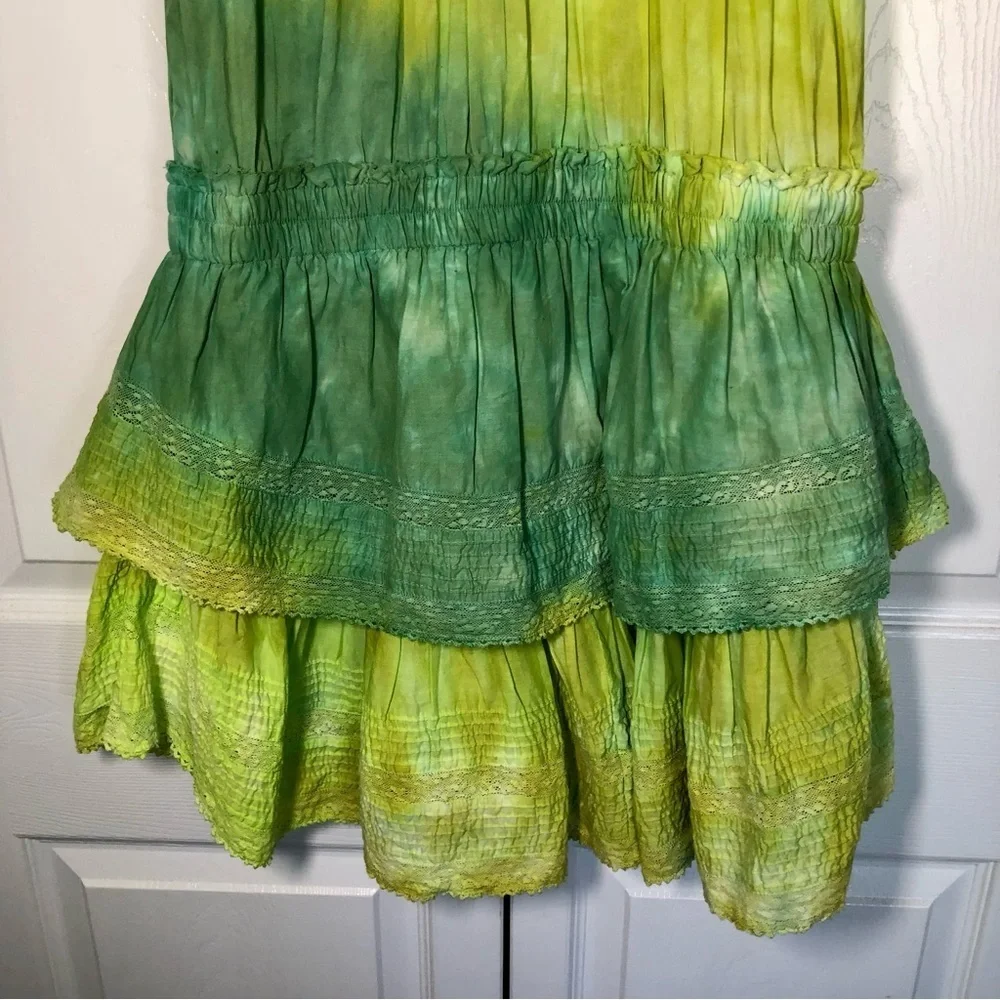 LOVESHACKFANCY LIMITED EDITION Green Gwen Ruffle Mini Dress Size L - Picture 9 of 13